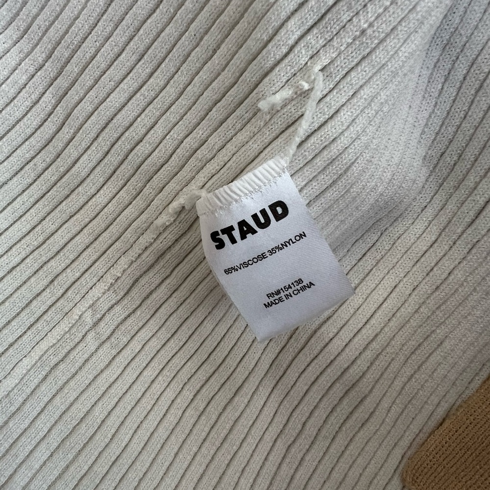 STAUD Shoko Colorblock Ribbed Button Front Sweater Dress, White/Beige, XL - Picture 5 of 7